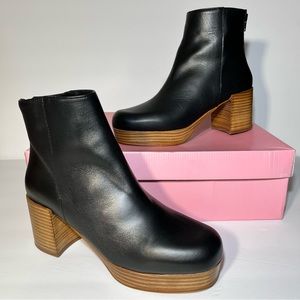 INTENTIONALLY BLANK Speed Leather Stacked Heel Ankle Boot